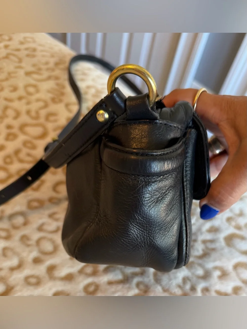 Coach Black Leather Crossbody with Gold Buckle Accent - Picture 5 of 12